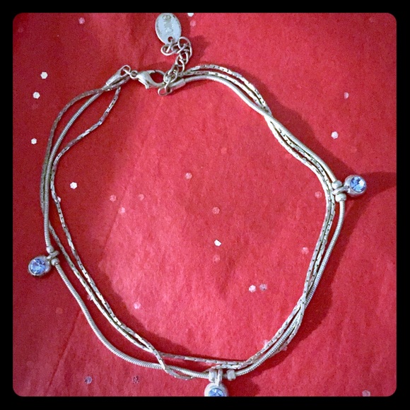 Icing Jewelry - 3-strand anklet with blue rhinestone dangles-